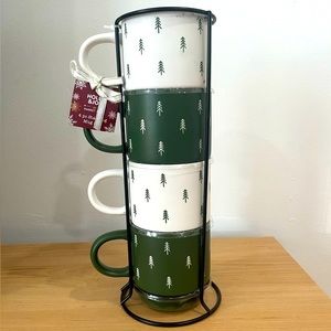 Holly & Joy by Market Finds 4 piece stackable mugs